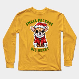 Chihuahua wearing a Santa Hat Long Sleeve T-Shirt